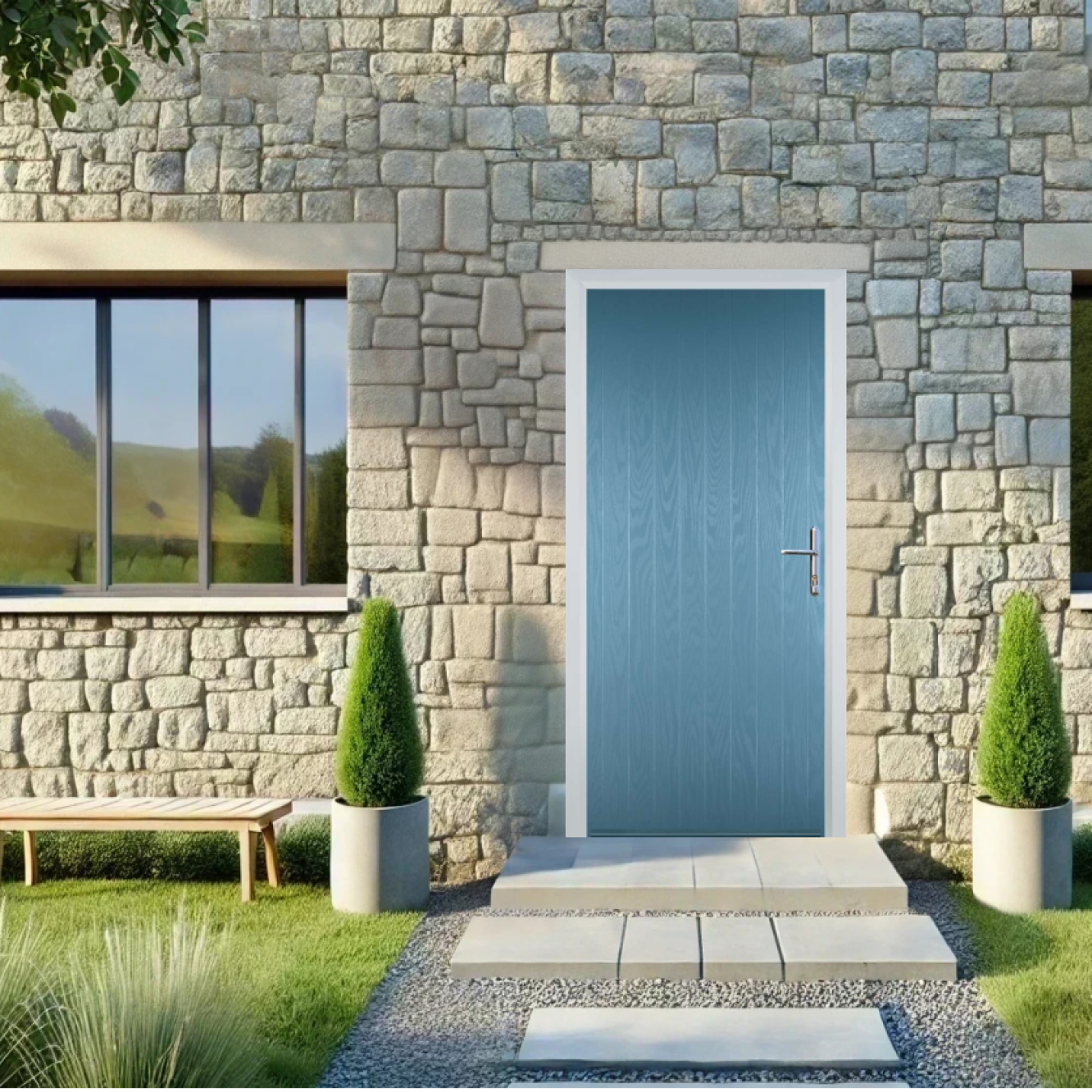 Door Stop Cottage (R) Composite Cottage Door In Pastel Blue Image