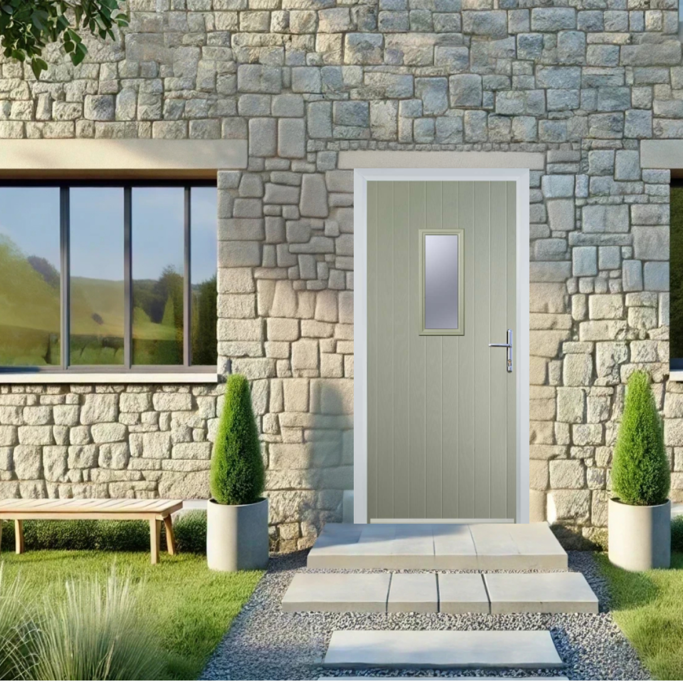Door Stop 1 Square (U) Composite Cottage Door In Pebble Grey Image