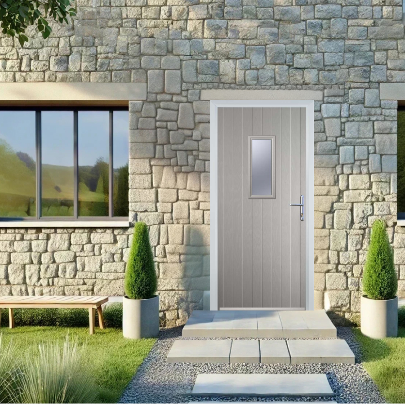 Door Stop 1 Square (U) Composite Cottage Door In Agate Grey Image