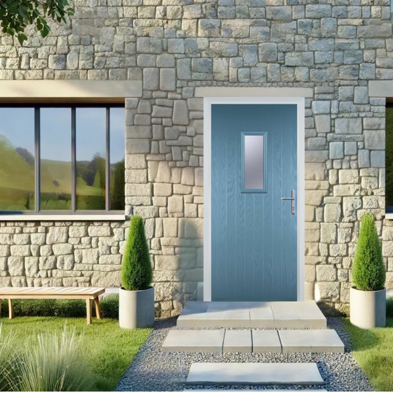 Door Stop 1 Square (U) Composite Cottage Door In Pastel Blue Image