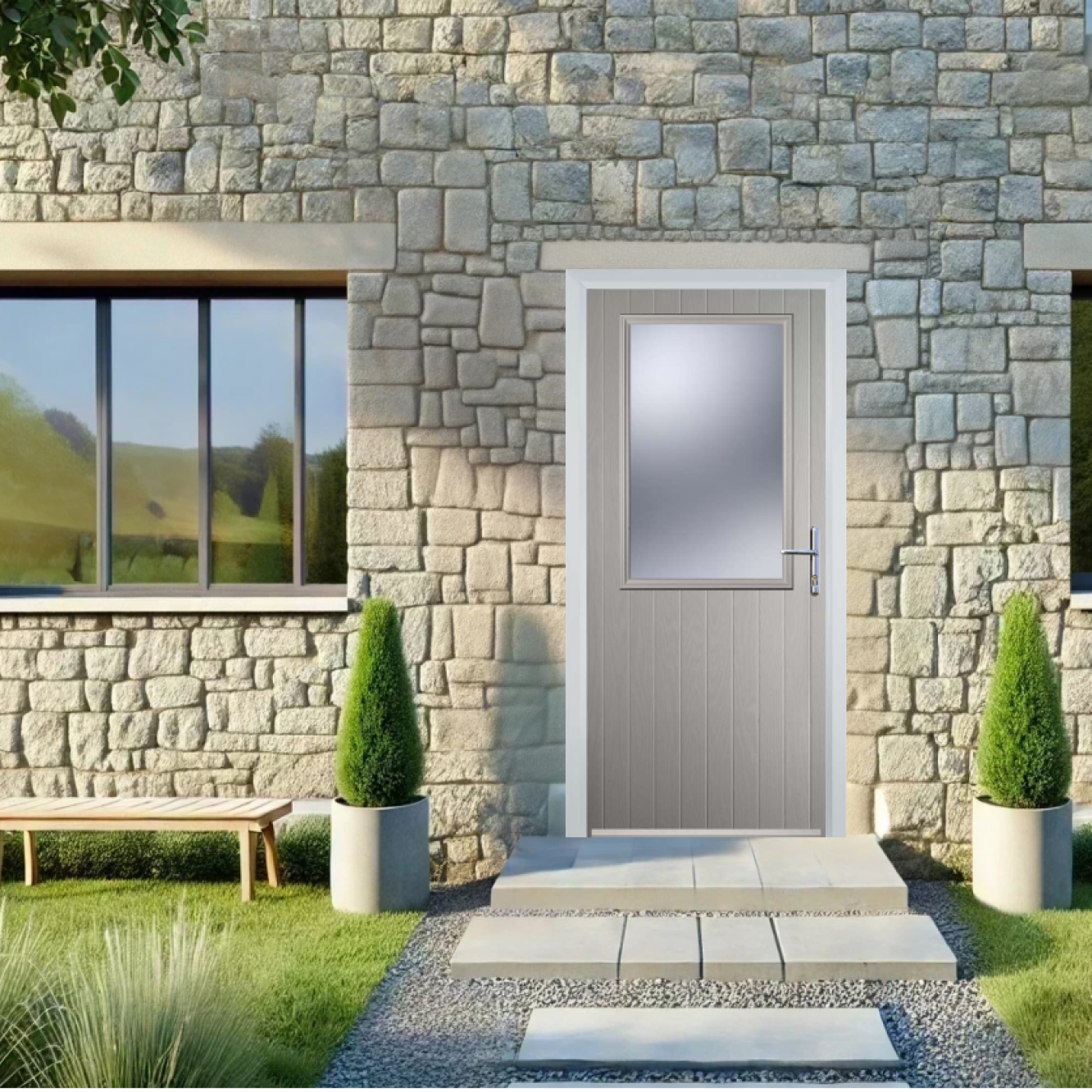 Door Stop Cottage Half Glaze (V) Composite Cottage Door In Agate Grey Image