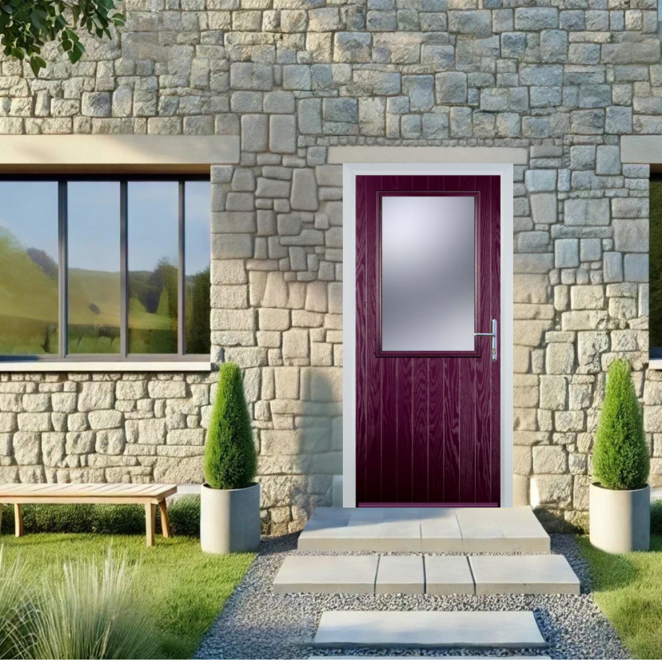 Door Stop Cottage Half Glaze (V) Composite Cottage Door In Purple Violet Image