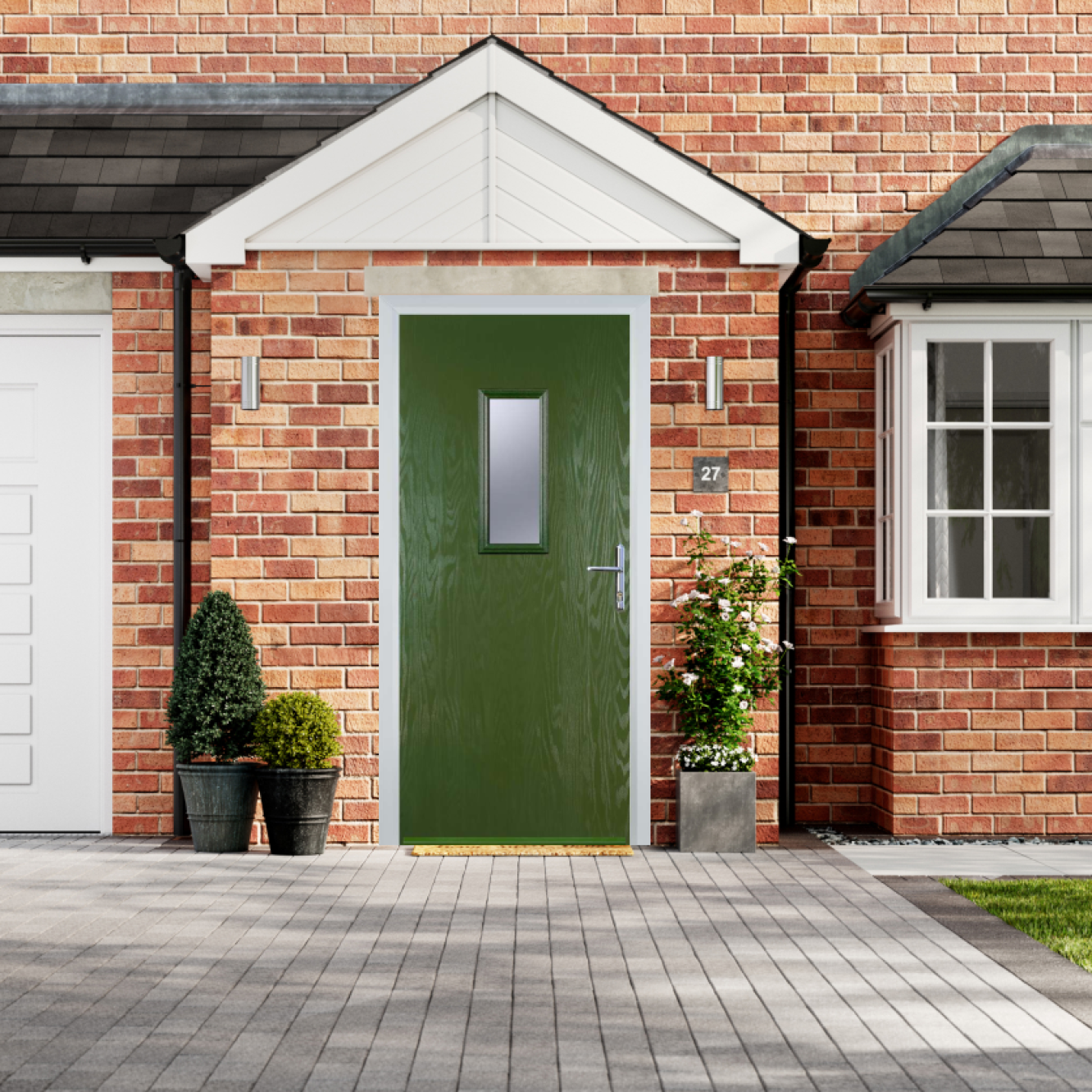 Door Stop 1 Square - Flush Grained (U) Composite Flush Door In Fern Green Image