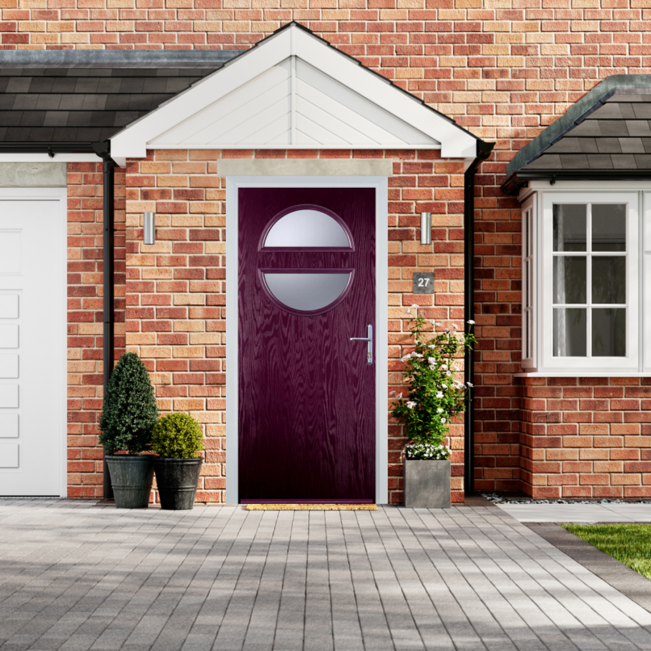 Door Stop Circle - Flush Grained (X) Composite Flush Door In Purple Violet Image