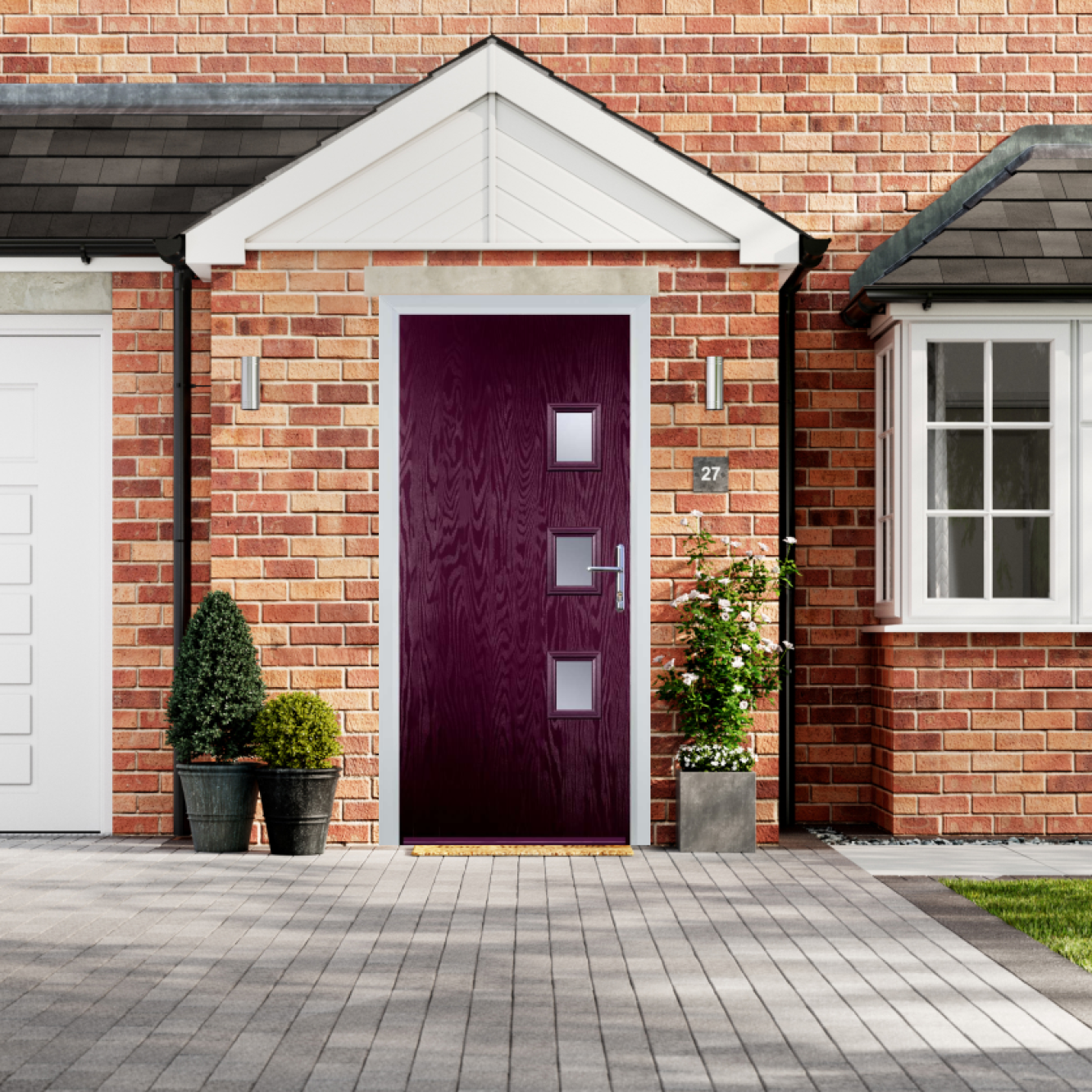 Door Stop 3 Square - Flush Grained (Y) Composite Flush Door In Purple Violet Image