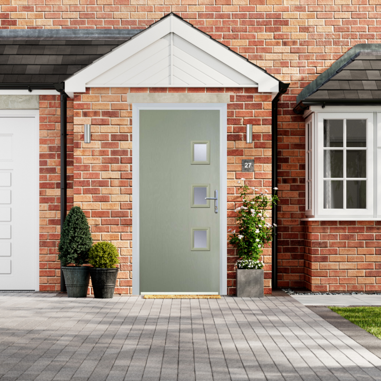 Door Stop 3 Square - Flush Grained (Y) Composite Flush Door In Pebble Grey Image