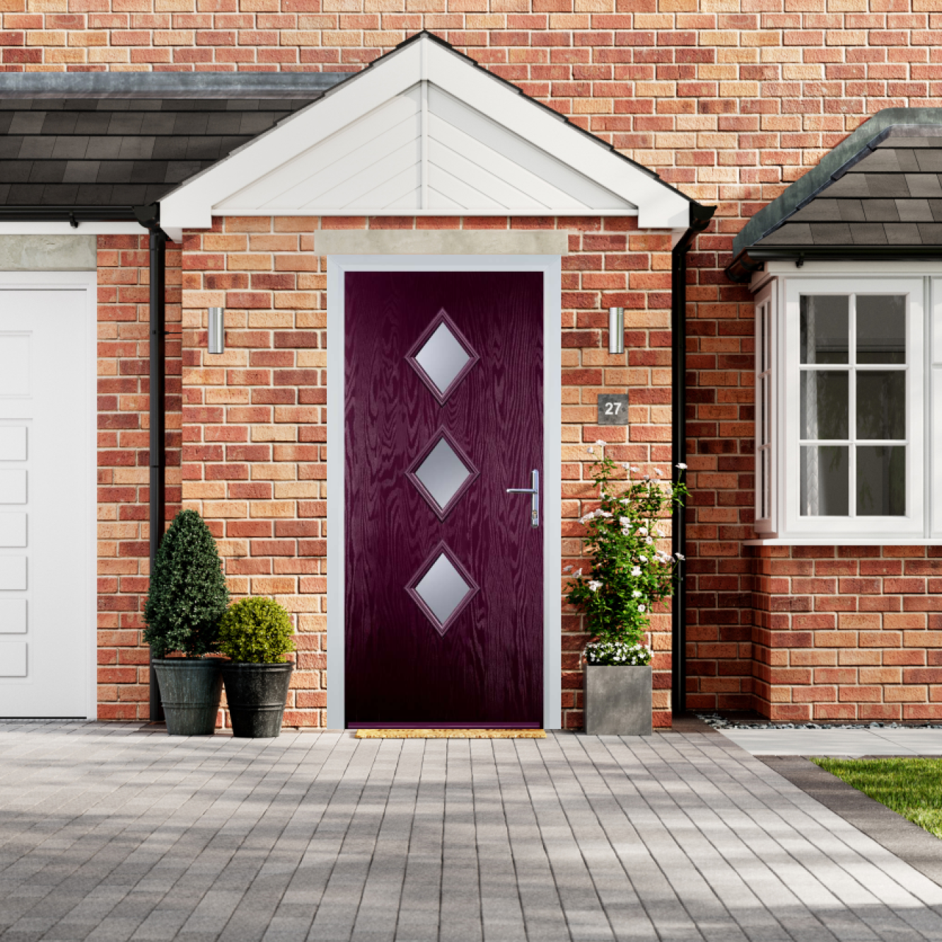 Door Stop 3 Diamond - Flush Grained (P3) Composite Flush Door In Purple Violet Image