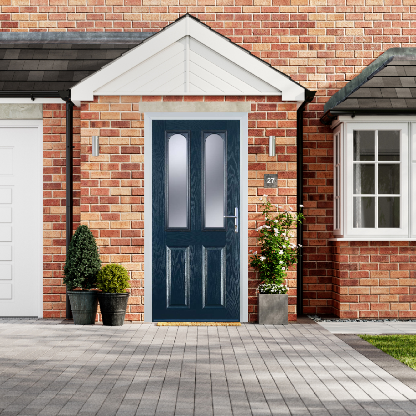 Door Stop 2 Panel 2 Arch (A) Composite Traditional Door In Blue Image