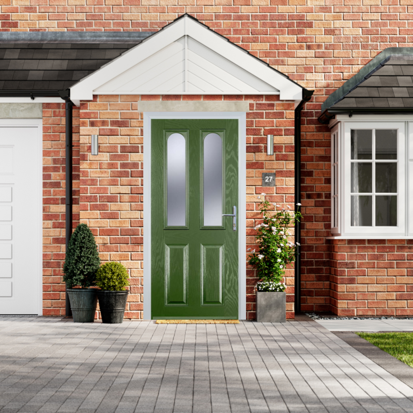 Door Stop 2 Panel 2 Arch (A) Composite Traditional Door In Fern Green Image