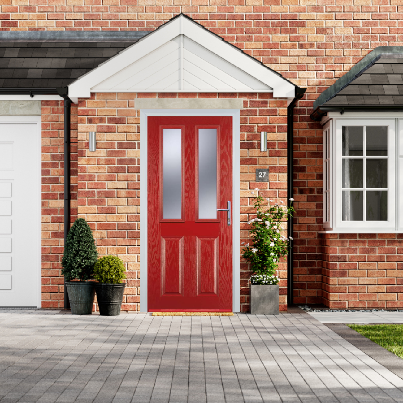 Door Stop 2 Panel 2 Square (C) Composite Traditional Door In Red Image