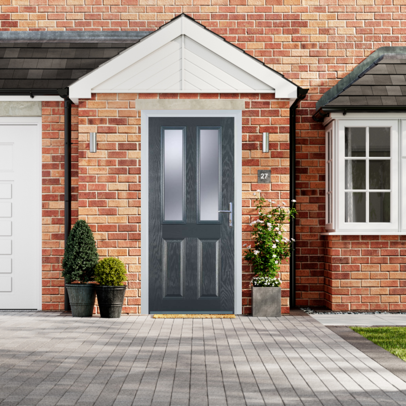 Door Stop 2 Panel 2 Square (C) Composite Traditional Door In Grey Image