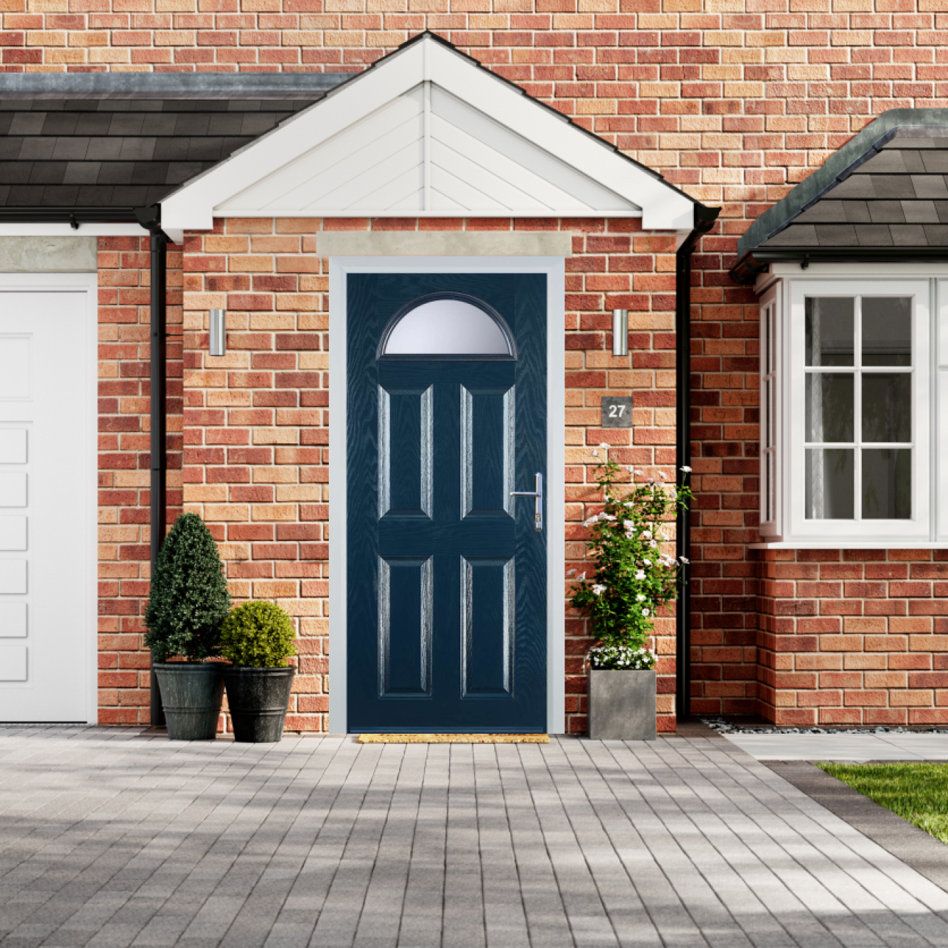 Door Stop 4 Panel 1 Arch (D) Composite Traditional Door In Blue Image