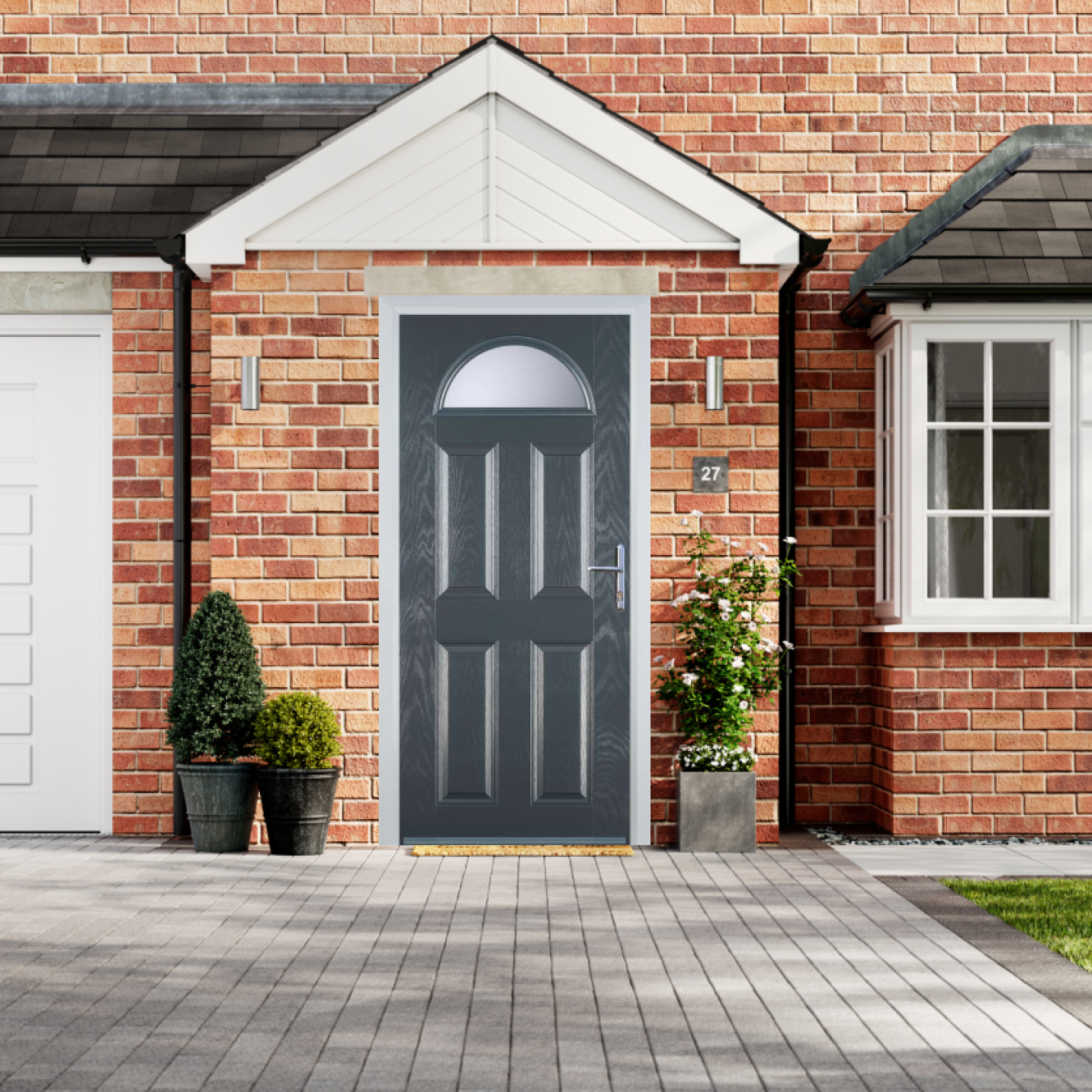Door Stop 4 Panel 1 Arch (D) Composite Traditional Door In Grey Image