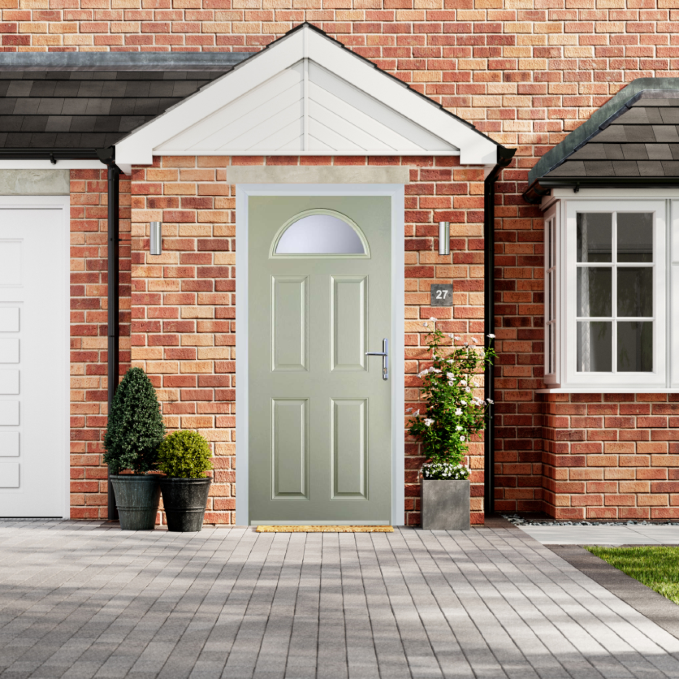 Door Stop 4 Panel 1 Arch (D) Composite Traditional Door In Pebble Grey Image