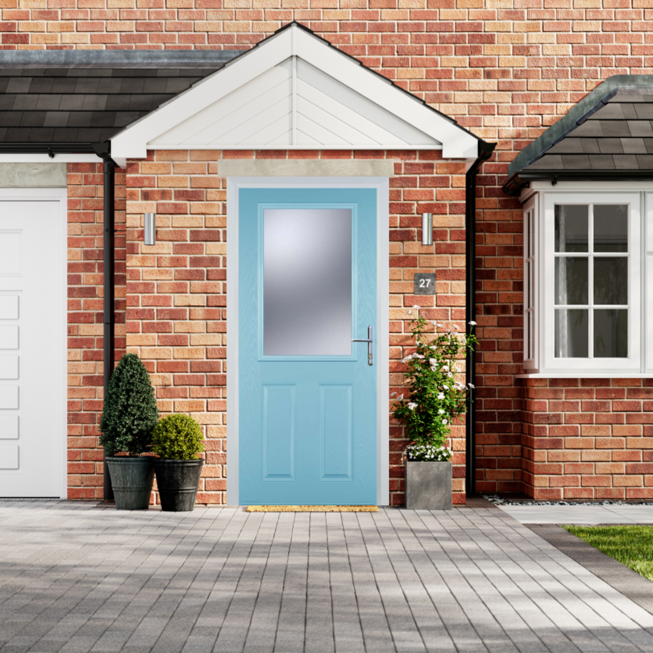 Door Stop 2 Panel 1 Square (F) Composite Traditional Door In Duck Egg Blue Image