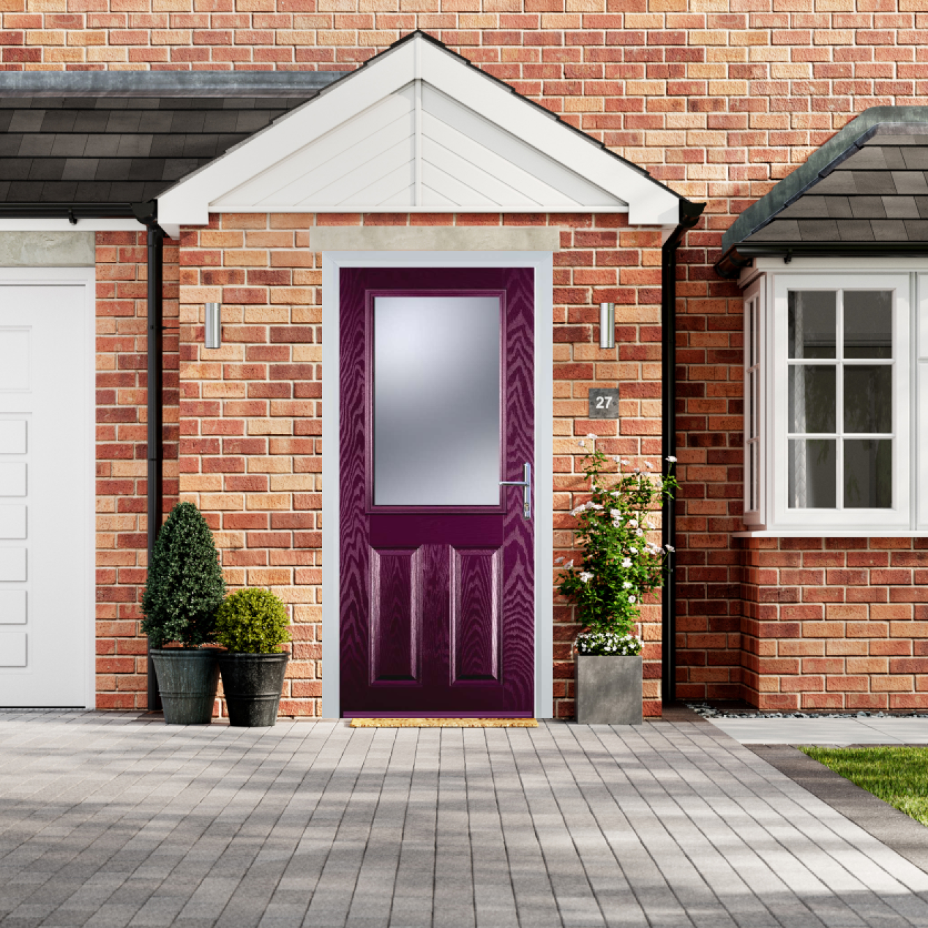 Door Stop 2 Panel 1 Square (F) Composite Traditional Door In Purple Violet Image