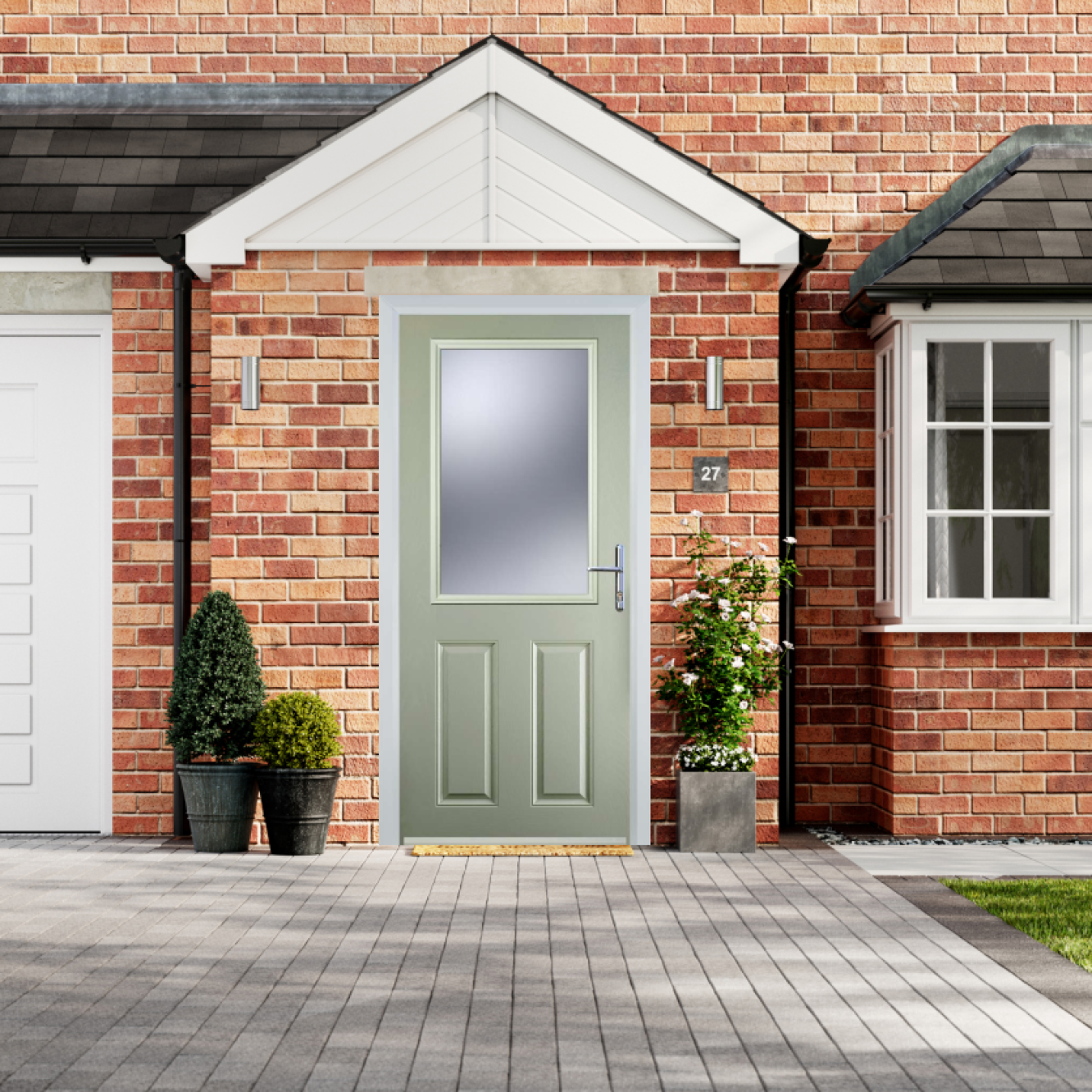 Door Stop 2 Panel 1 Square (F) Composite Traditional Door In Pebble Grey Image