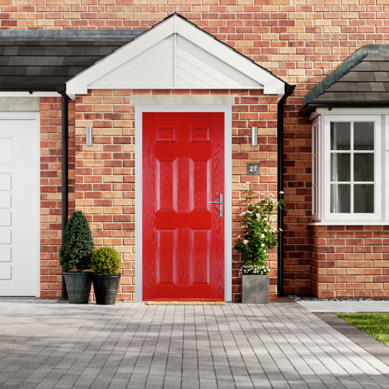 Door Stop 6 Panel (H) Composite Traditional Door In Poppy Red (High Gloss) Image