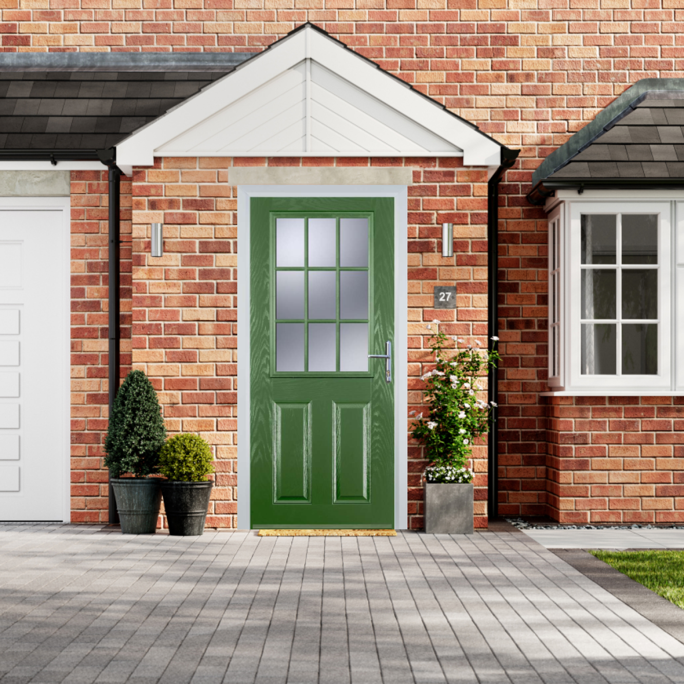 Door Stop 2 Panel 1 Grill (K) Composite Traditional Door In Fern Green Image