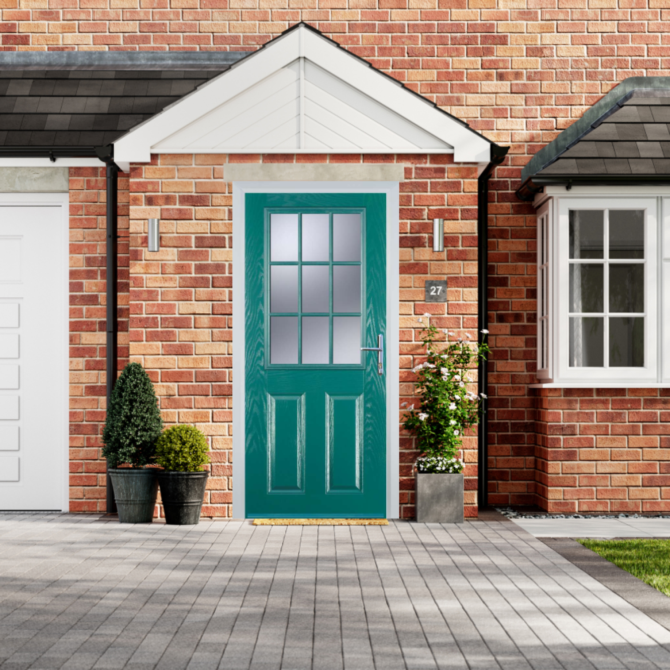 Door Stop 2 Panel 1 Grill (K) Composite Traditional Door In Turquoise Blue Image