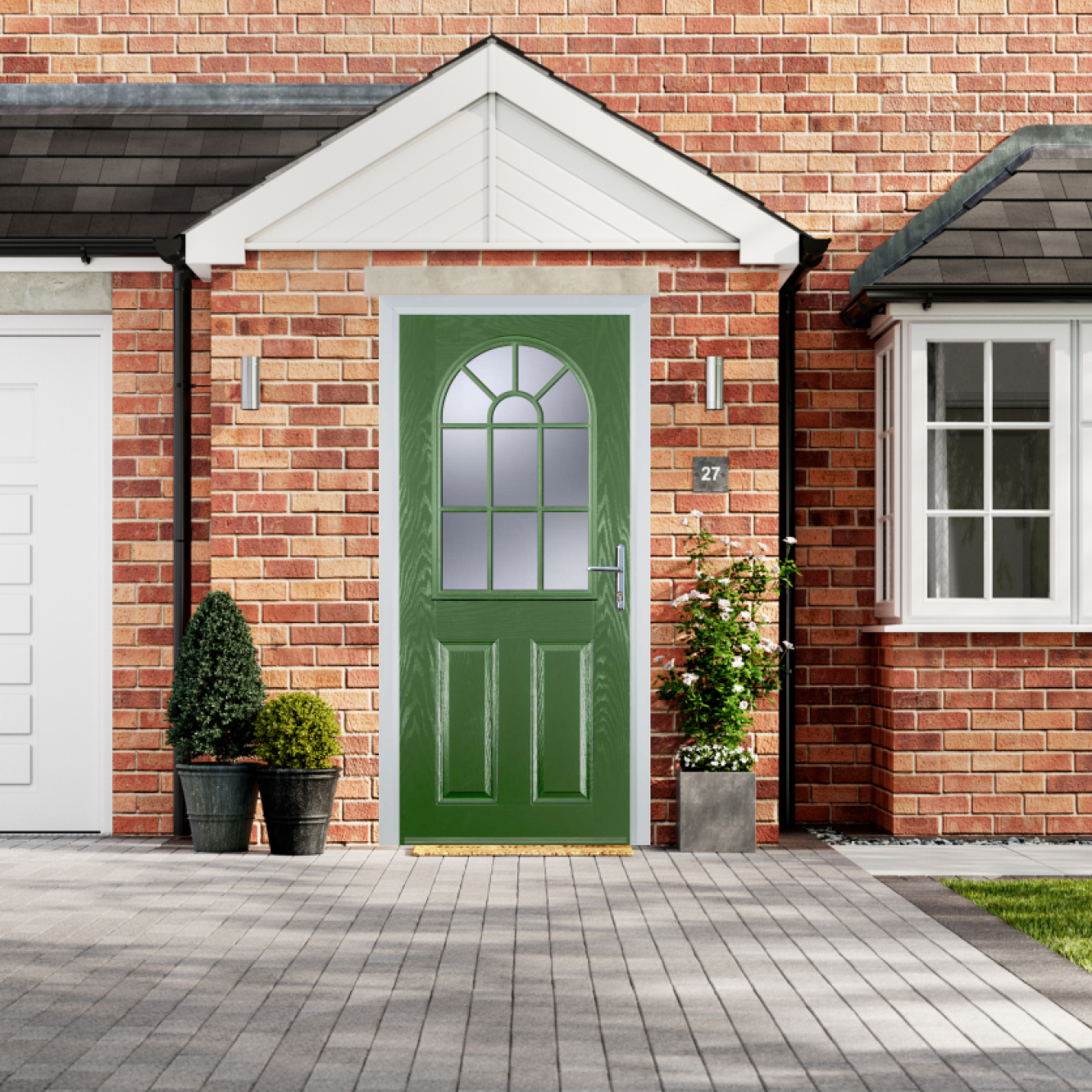 Door Stop 2 Panel Sunburst (L) Composite Traditional Door In Fern Green Image