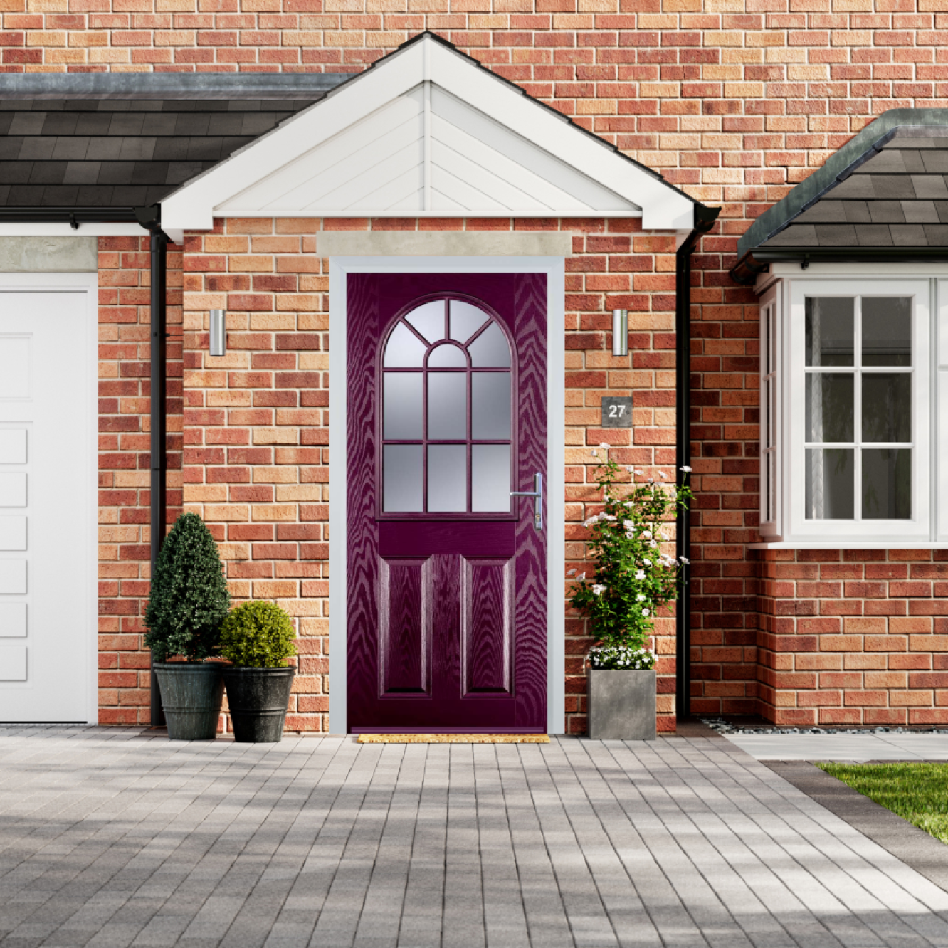 Door Stop 2 Panel Sunburst (L) Composite Traditional Door In Purple Violet Image