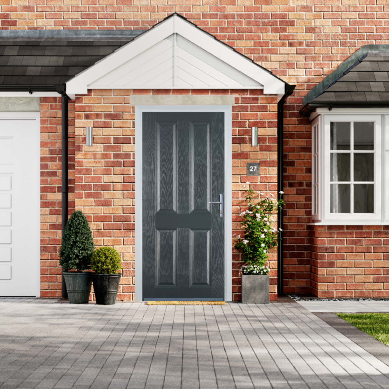Door Stop 4 Panel (Q) Composite Traditional Door In Grey Image