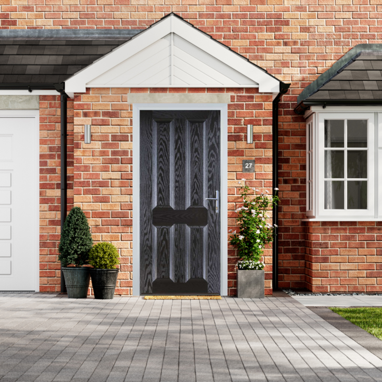 Door Stop 4 Panel (Q) Composite Traditional Door In Black Brown Image