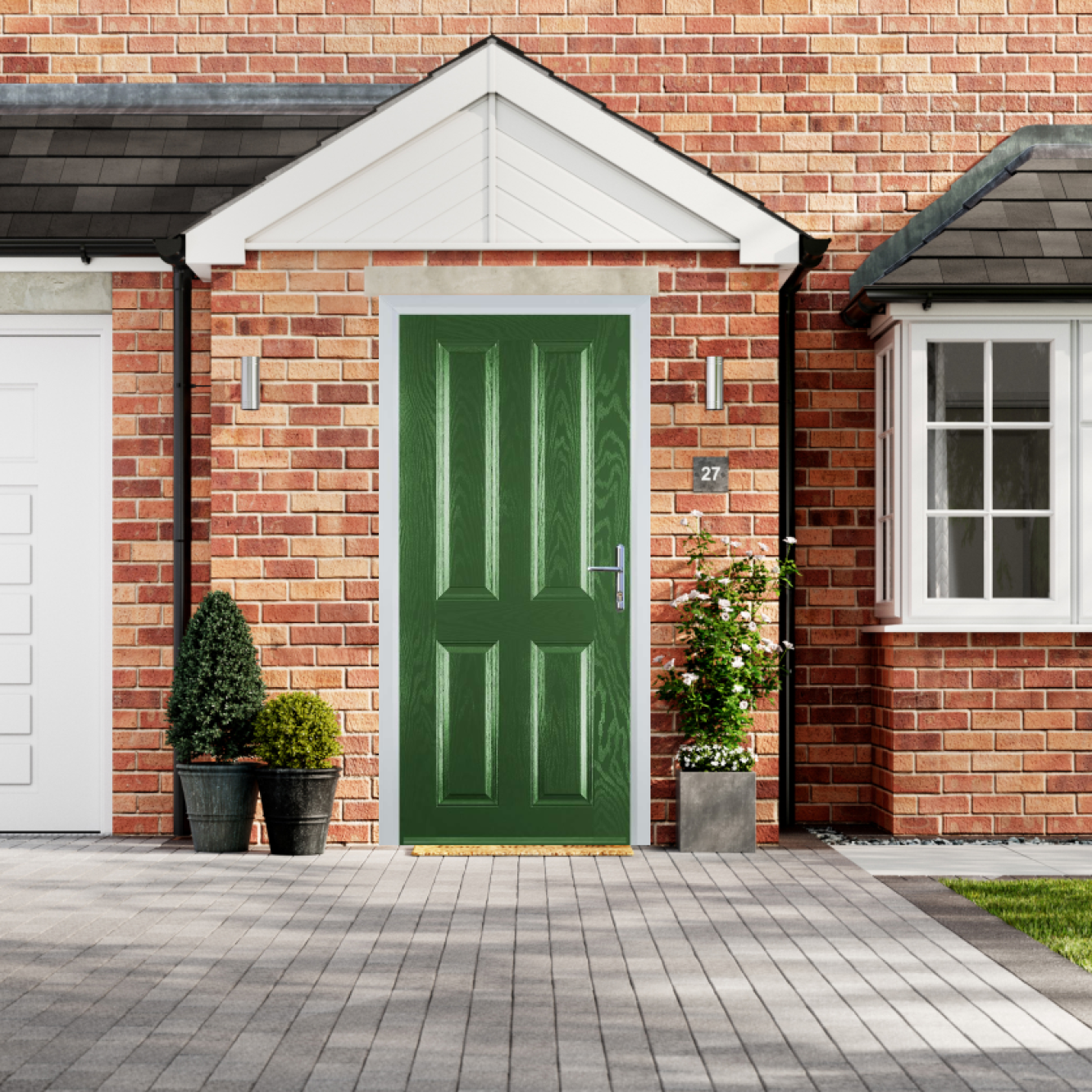 Door Stop 4 Panel (Q) Composite Traditional Door In Fern Green Image