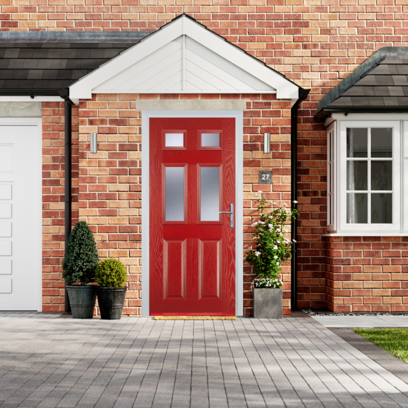 Door Stop 2 Panel 4 Square (T) Composite Traditional Door In Red Image