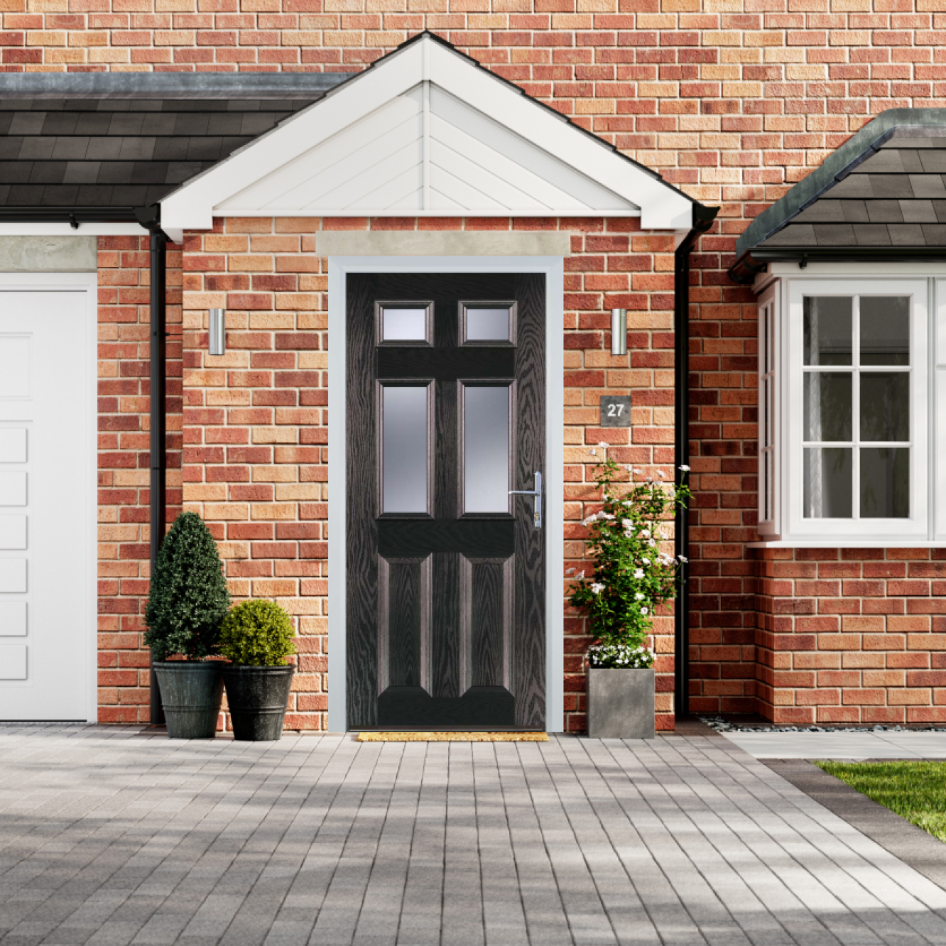 Door Stop 2 Panel 4 Square (T) Composite Traditional Door In Black Brown Image