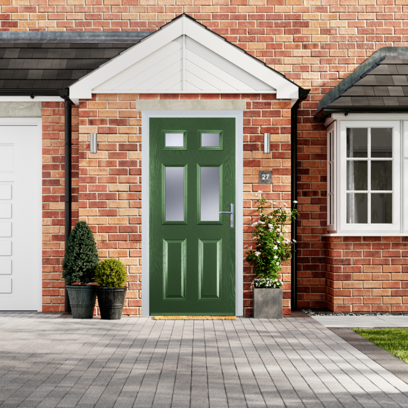 Door Stop 2 Panel 4 Square (T) Composite Traditional Door In Fern Green Image