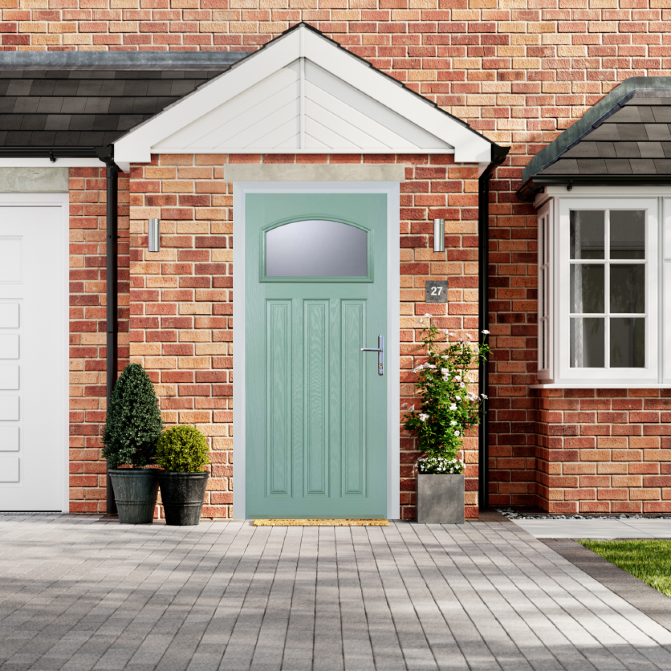 Door Stop 3 Panel 1 Square (61) Composite Traditional Door In Chartwell Green Image