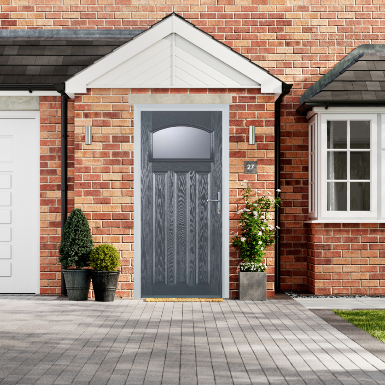 Door Stop 3 Panel 1 Square (61) Composite Traditional Door In Grey Image