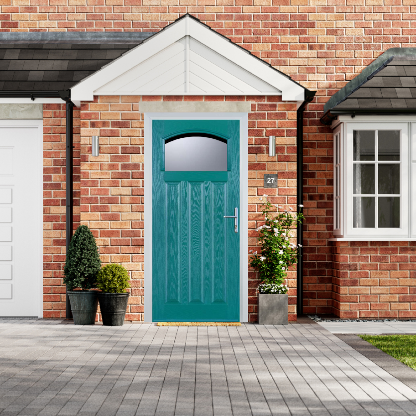 Door Stop 3 Panel 1 Square (61) Composite Traditional Door In Turquoise Blue Image