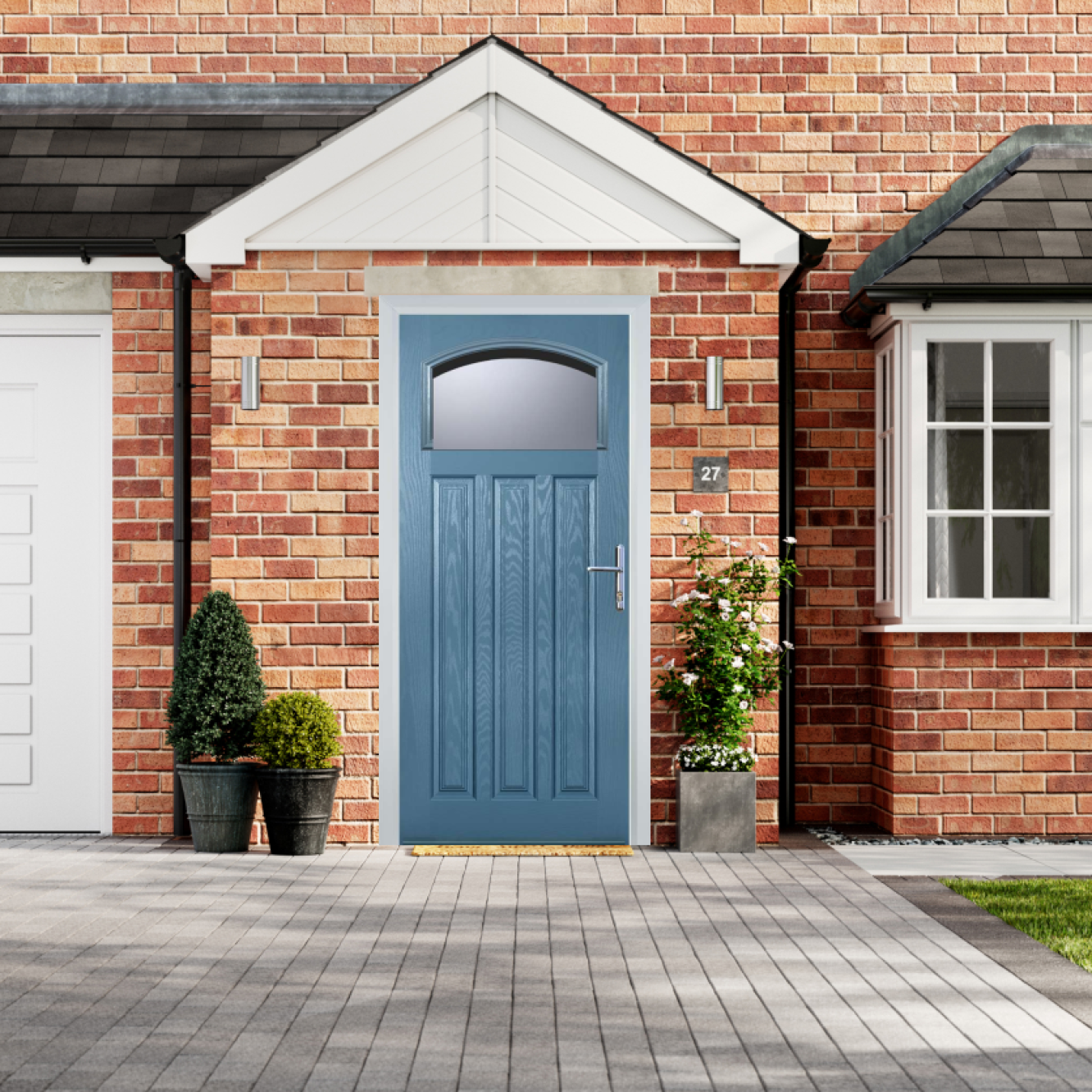 Door Stop 3 Panel 1 Square (61) Composite Traditional Door In Pastel Blue Image