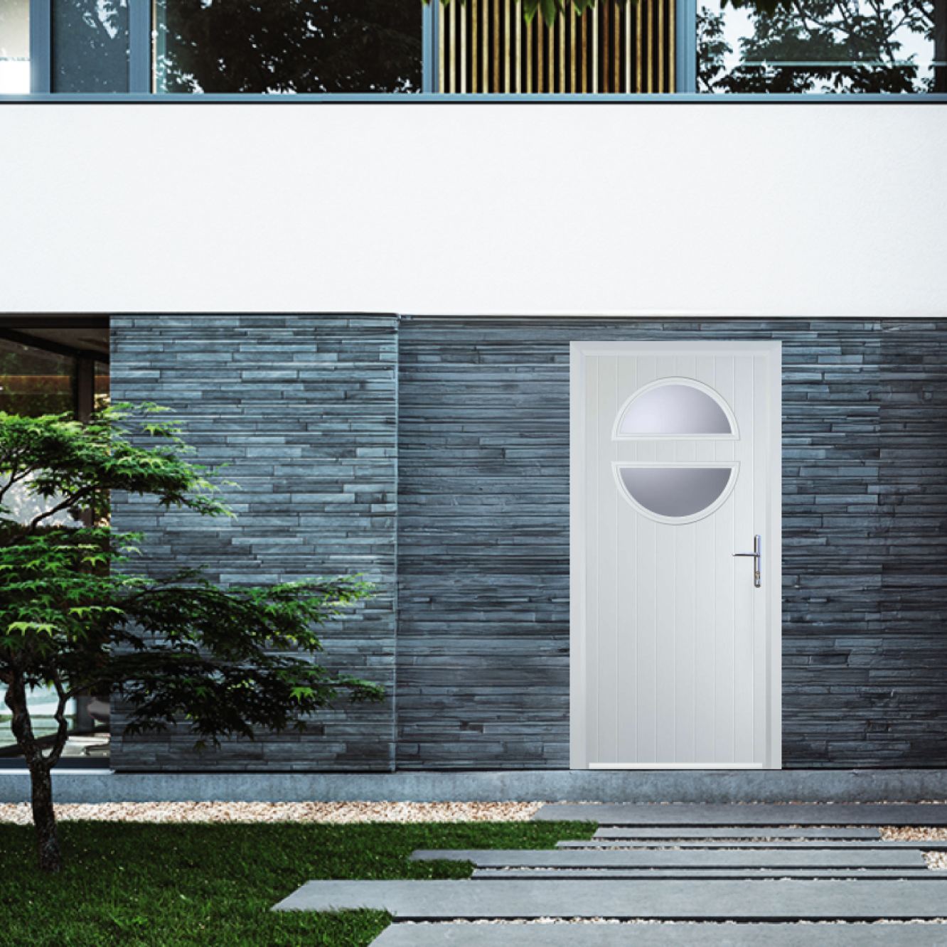 Door Stop Circle (X) Composite Contemporary Door In White Image