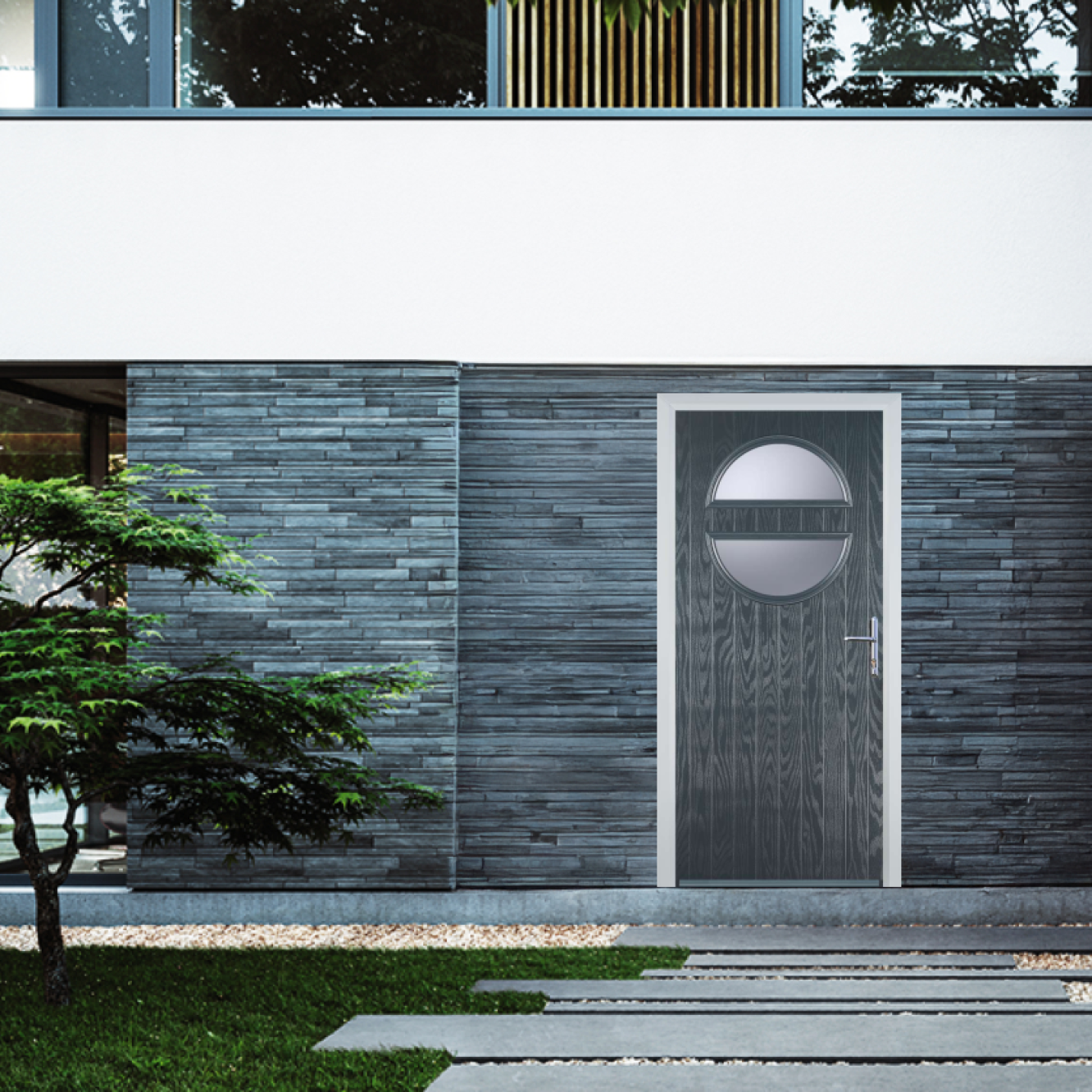 Door Stop Circle (X) Composite Contemporary Door In Grey Image