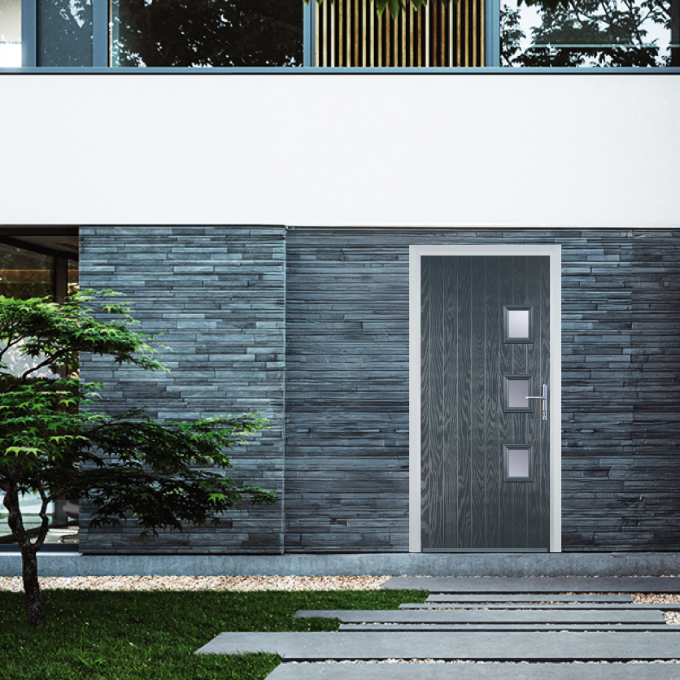 Door Stop 3 Square (Y) Composite Contemporary Door In Grey Image