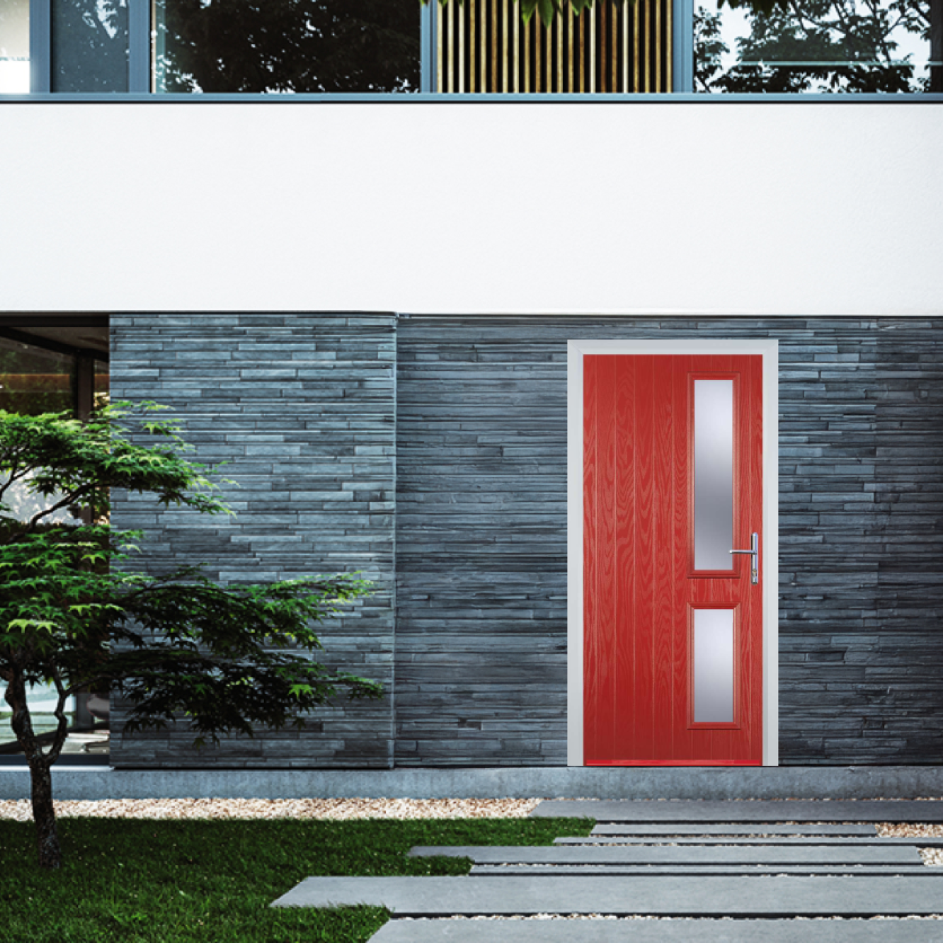 Door Stop Twin Side (Z) Composite Contemporary Door In Red Image