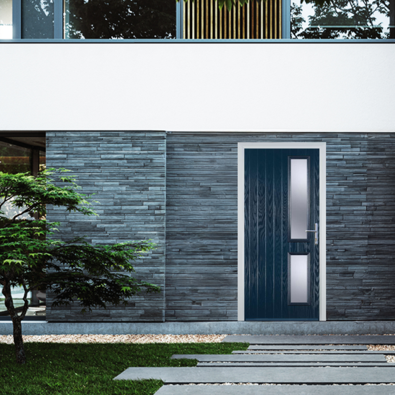 Door Stop Twin Side (Z) Composite Contemporary Door In Blue Image
