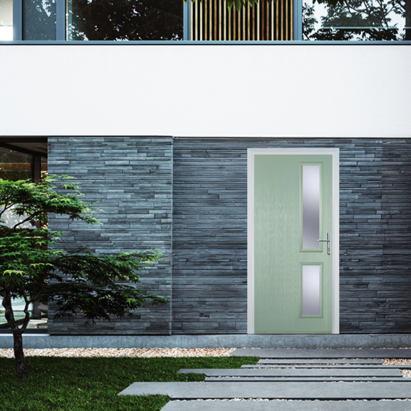 Door Stop Twin Side (Z) Composite Contemporary Door In Chartwell Green Image