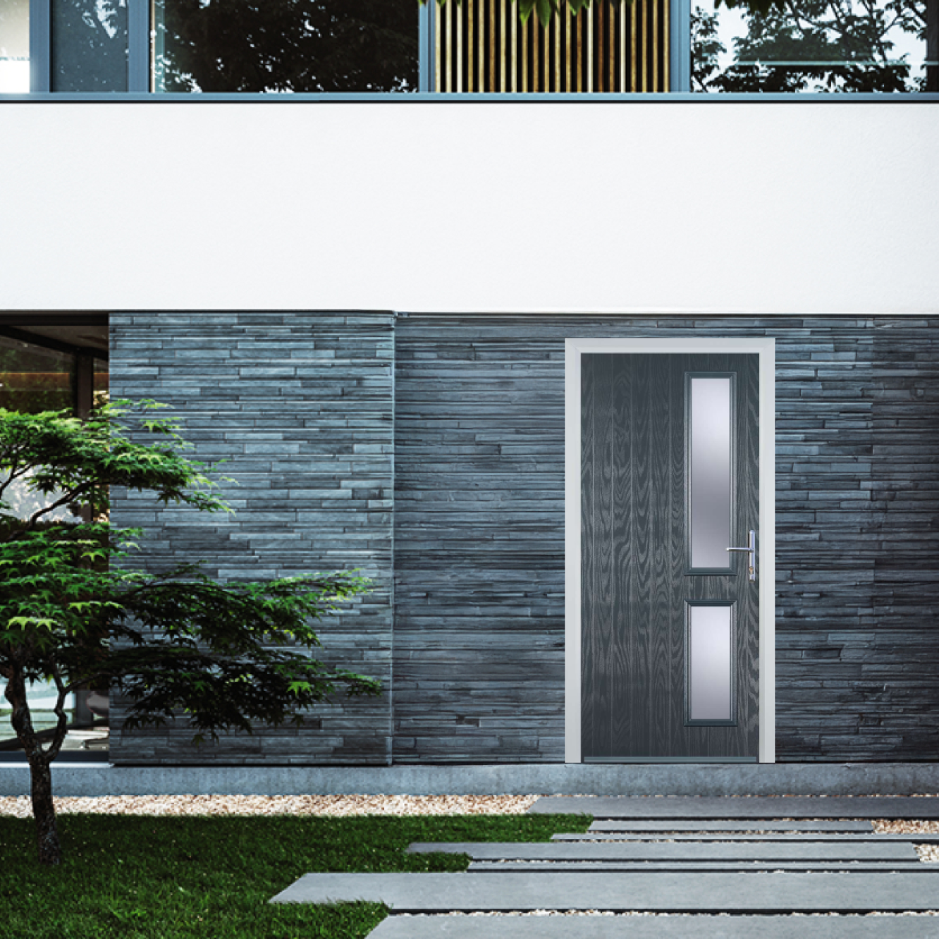 Door Stop Twin Side (Z) Composite Contemporary Door In Grey Image