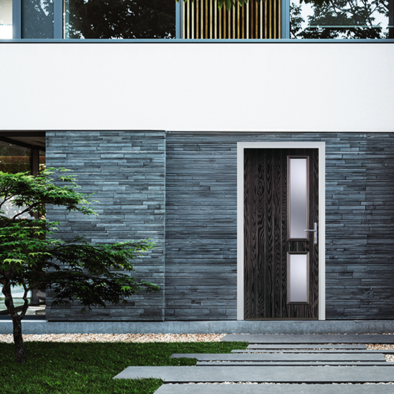 Door Stop Twin Side (Z) Composite Contemporary Door In Black Brown Image