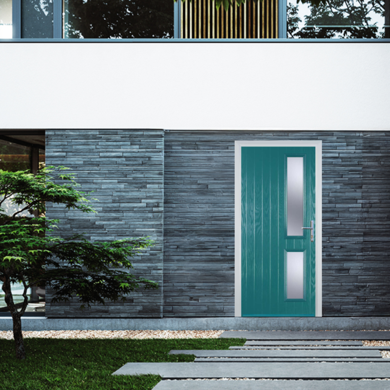 Door Stop Twin Side (Z) Composite Contemporary Door In Turquoise Blue Image