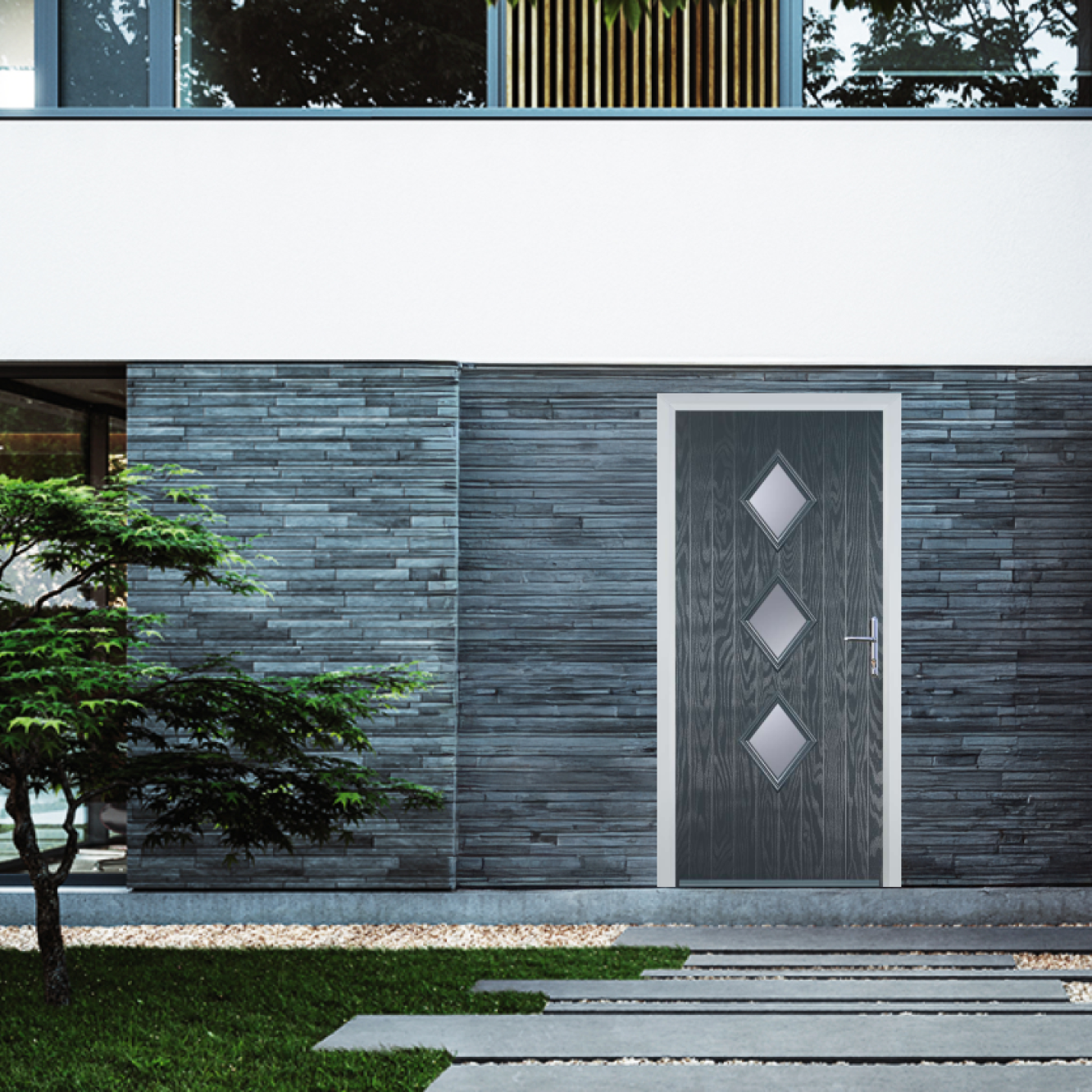 Door Stop 3 Diamond (P3) Composite Contemporary Door In Grey Image