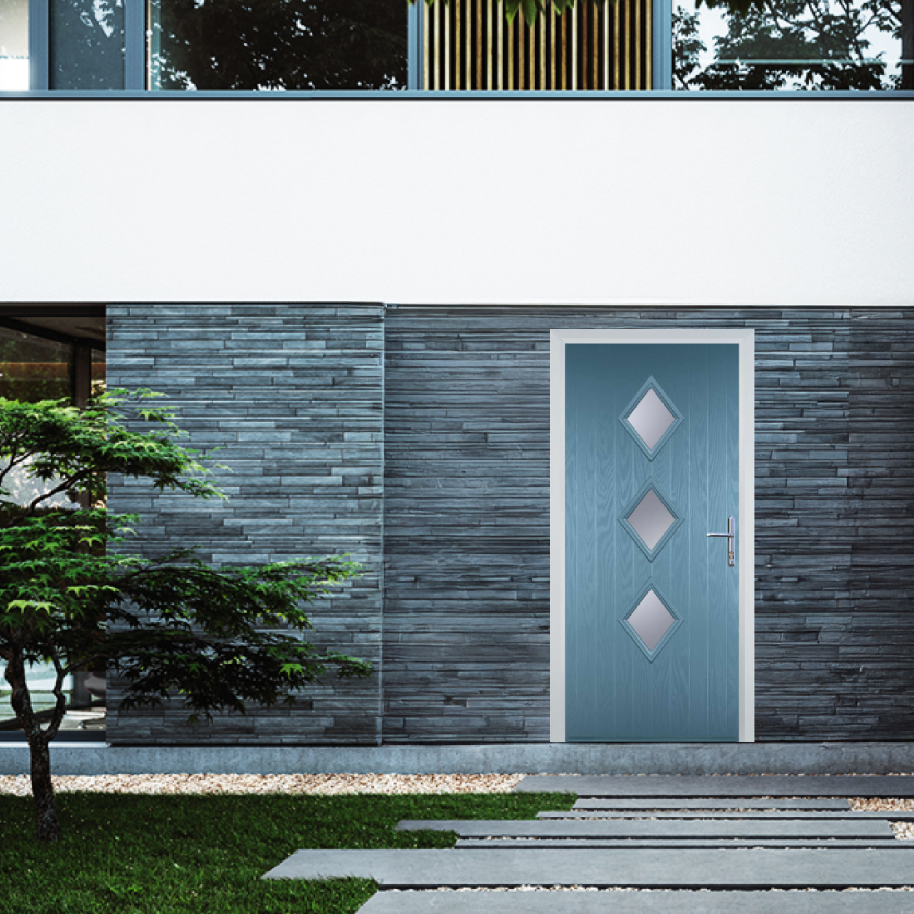 Door Stop 3 Diamond (P3) Composite Contemporary Door In Pastel Blue Image