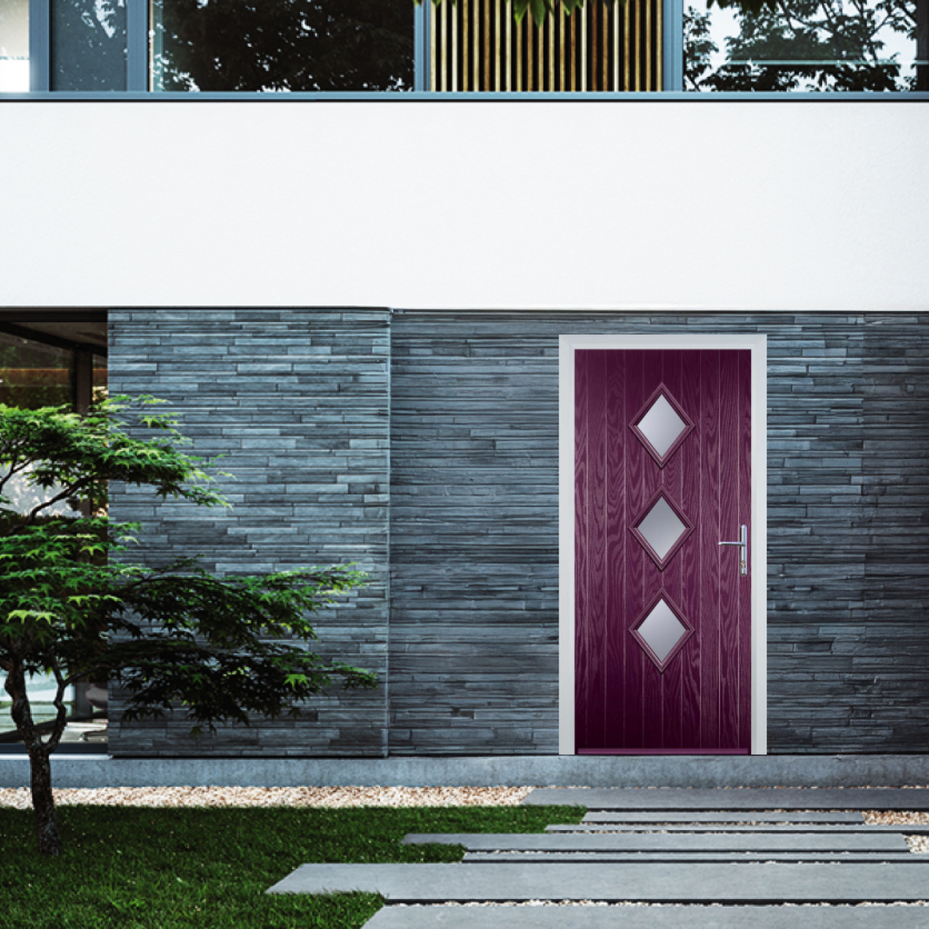 Door Stop 3 Diamond (P3) Composite Contemporary Door In Purple Violet Image