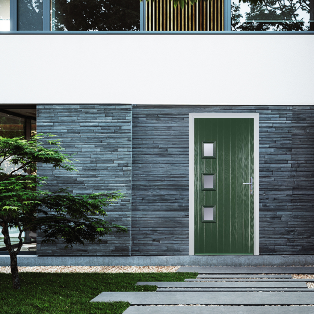 Door Stop 3 Square (YH) Composite Contemporary Door In Green Image