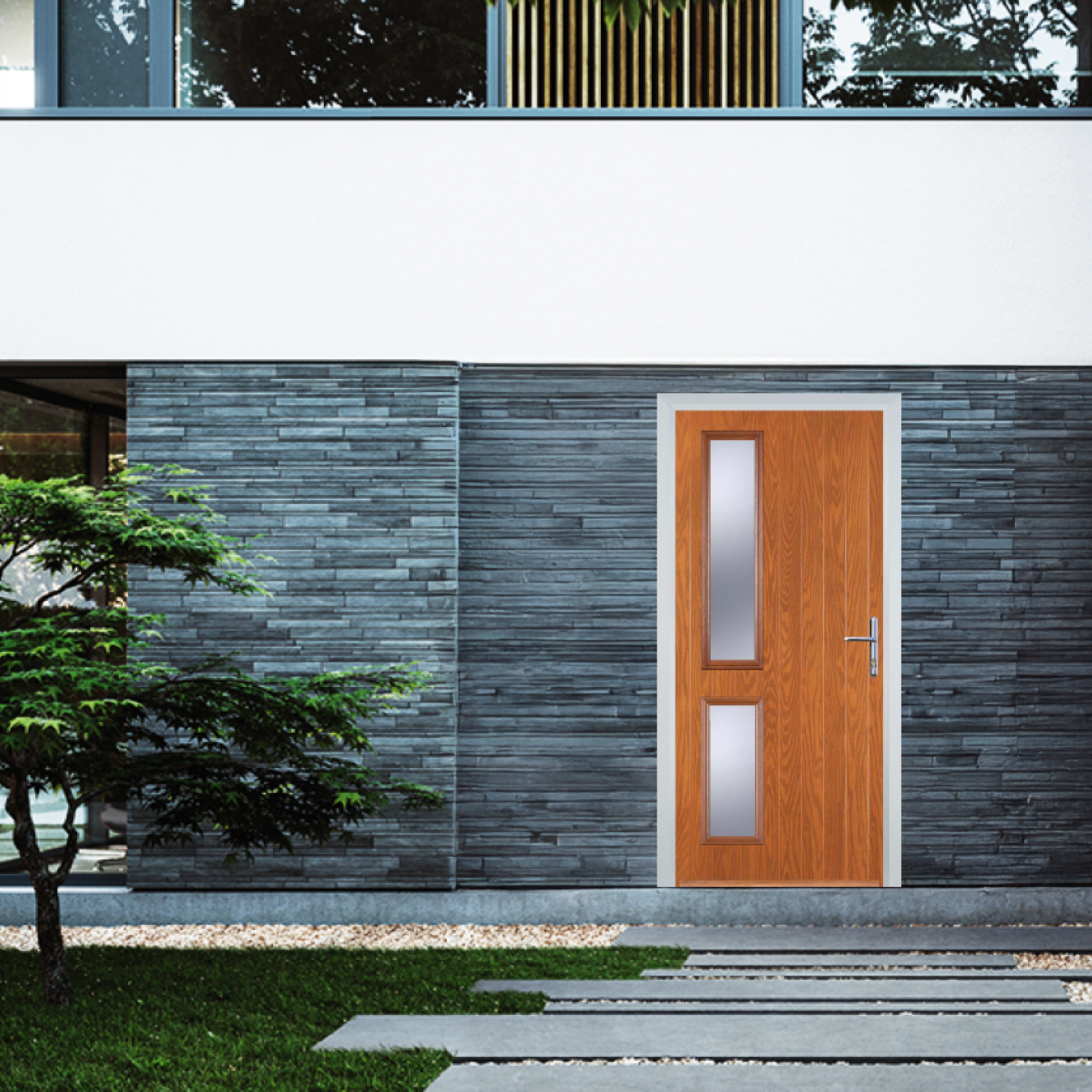 Door Stop Twin Side (ZH) Composite Contemporary Door In Oak Image